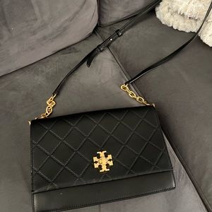 Tory Burch Black Crossbody Bag with Gold Accents